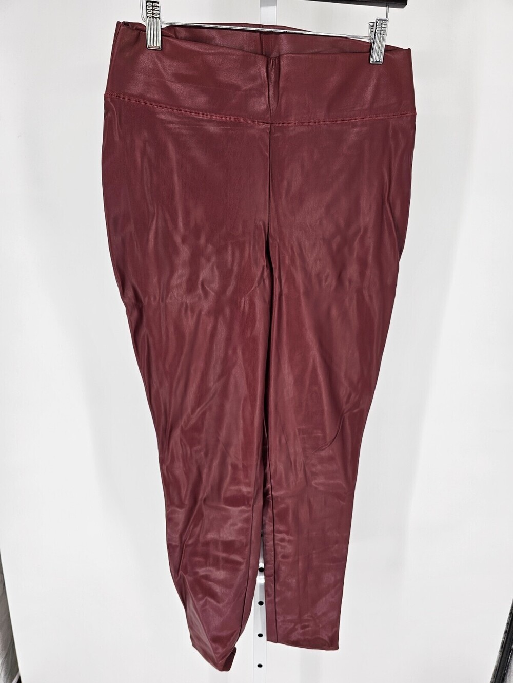 INC International Concepts Womens Sz 10 Slim Leg Faux Leather Pants Dark Red